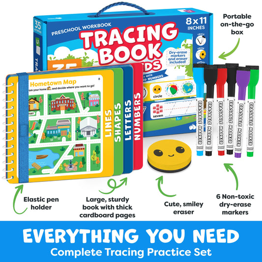 Momo & Nashi Preschool Learning Activities - Letter Tracing Books for Kids Ages 3-5 - Toddler Handwriting Practice - Kindergarten Workbooks for 4 Year Olds, Educational Learning Toys for 3 Year Old