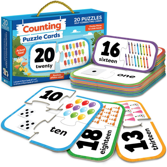 Number Puzzle Kindergarten Math Games - Number Matching Puzzle - 20 Sets Learning Numbers Puzzles - Counting Toys for Toddlers Kids Ages 3-5 - Preschool Learning Activities - Puzzles for Toddlers 2-4
