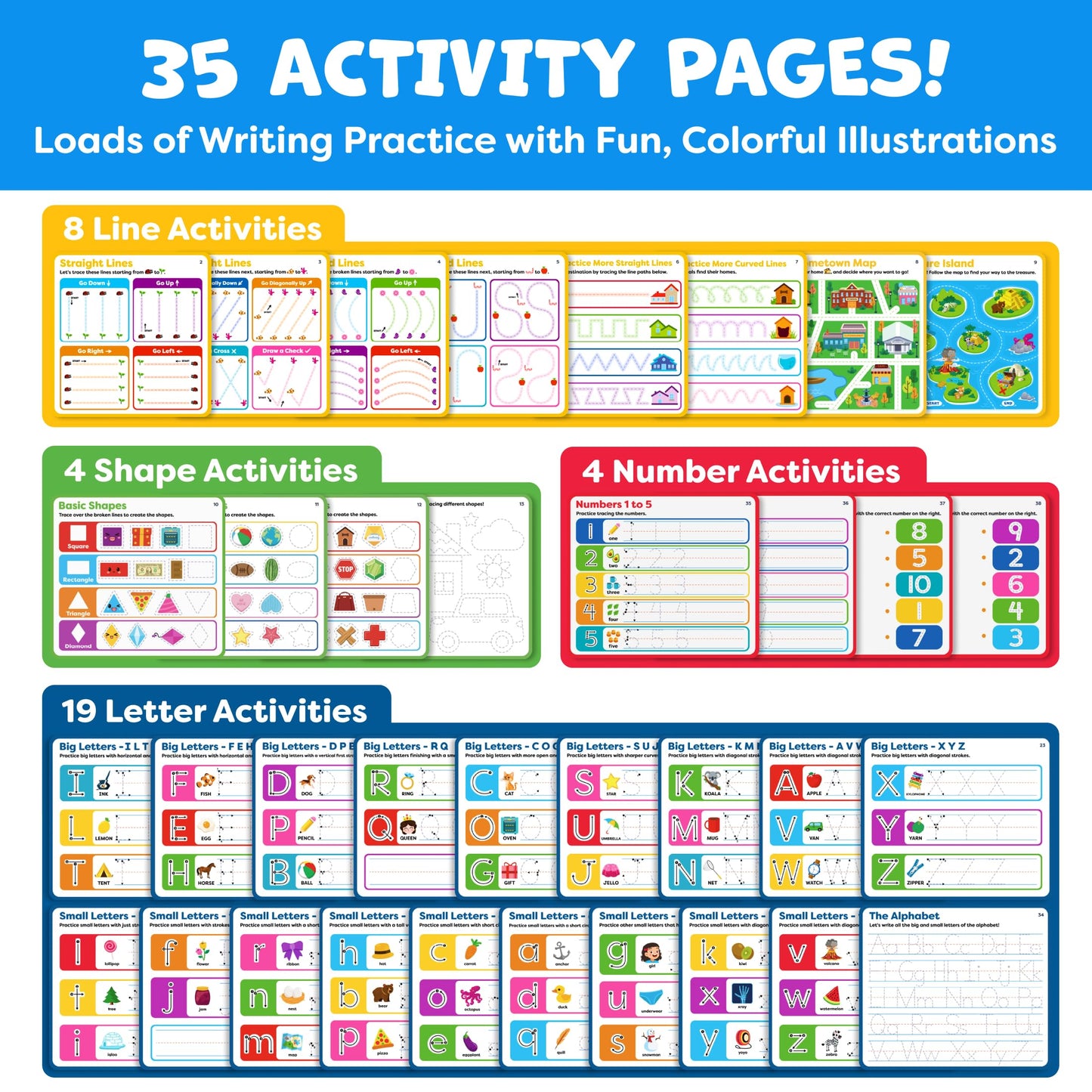 Momo & Nashi Preschool Learning Activities - Letter Tracing Books for Kids Ages 3-5 - Toddler Handwriting Practice - Kindergarten Workbooks for 4 Year Olds, Educational Learning Toys for 3 Year Old