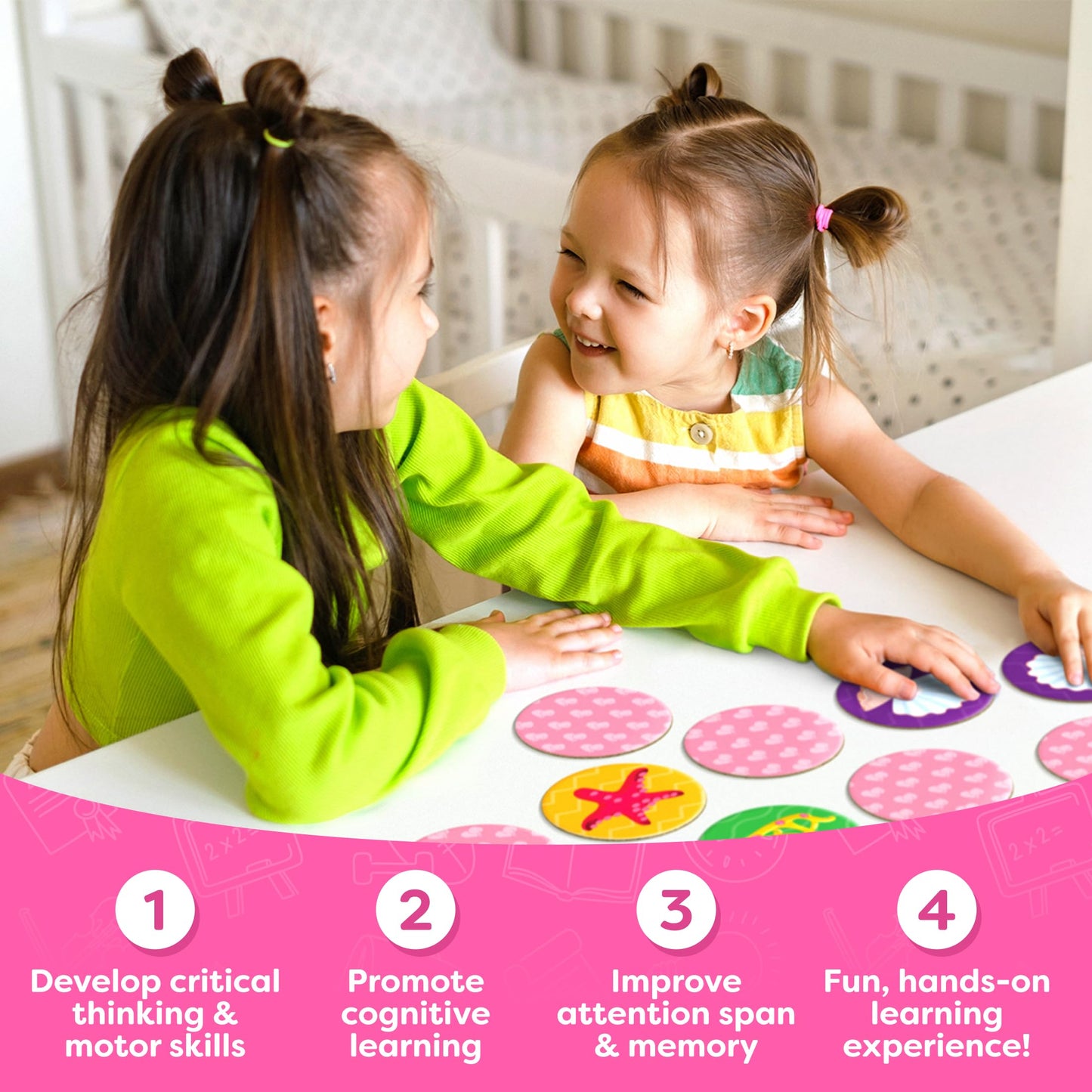 Mermaid Toys for Girls 4-6 Matching Game - Memory Game for Kids - Girls Toys 4-5 - Mermaid Gifts - 4 Year Old Girl Birthday Gifts - Kids Games Preschool Educational Toys