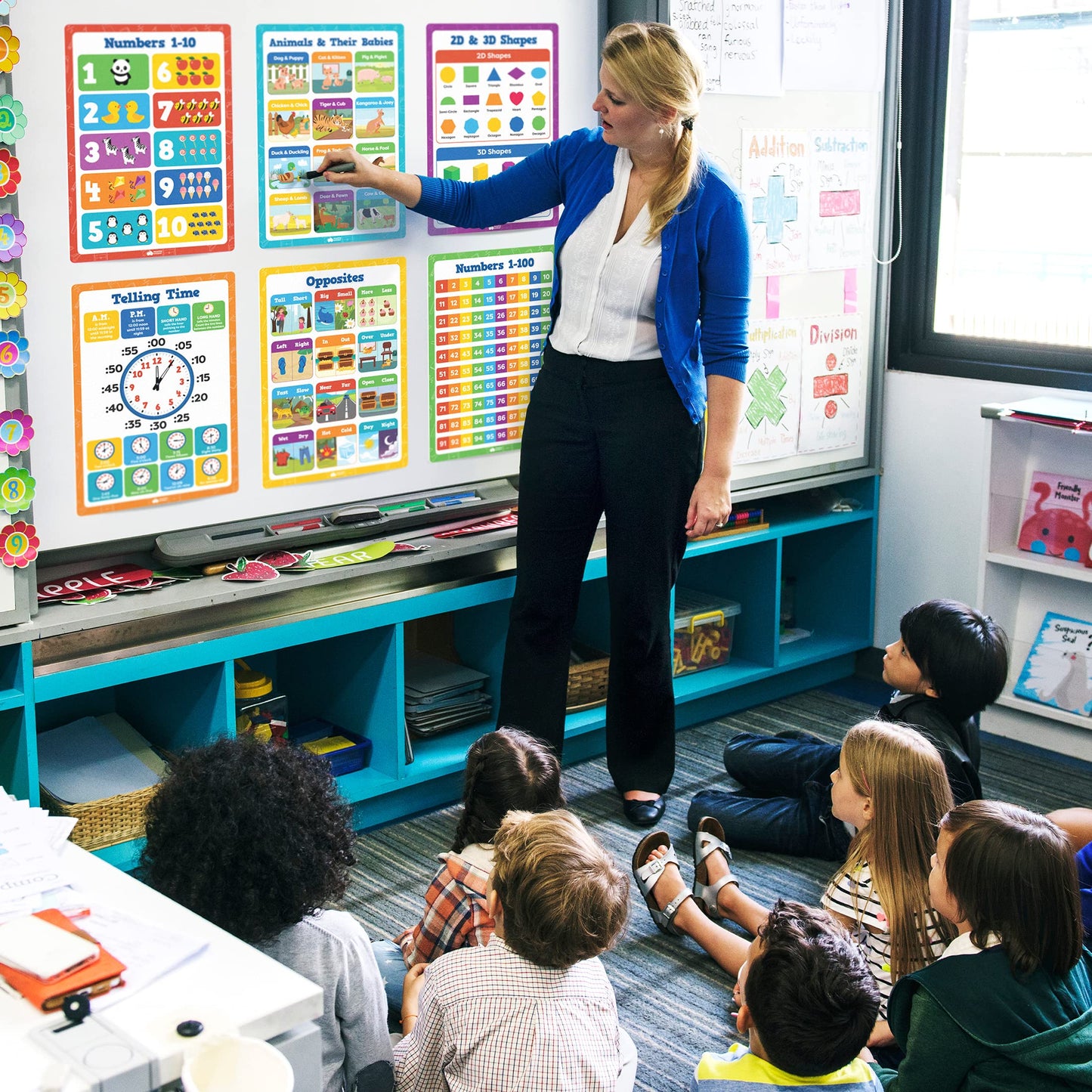 Classroom Educational Posters - 20pcs 16” x 11” - Teacher Classroom Must Haves Supplies Essentials - ABC Alphabet Poster School Supplies - Elementary Kindergarten Preschool Learning Activities