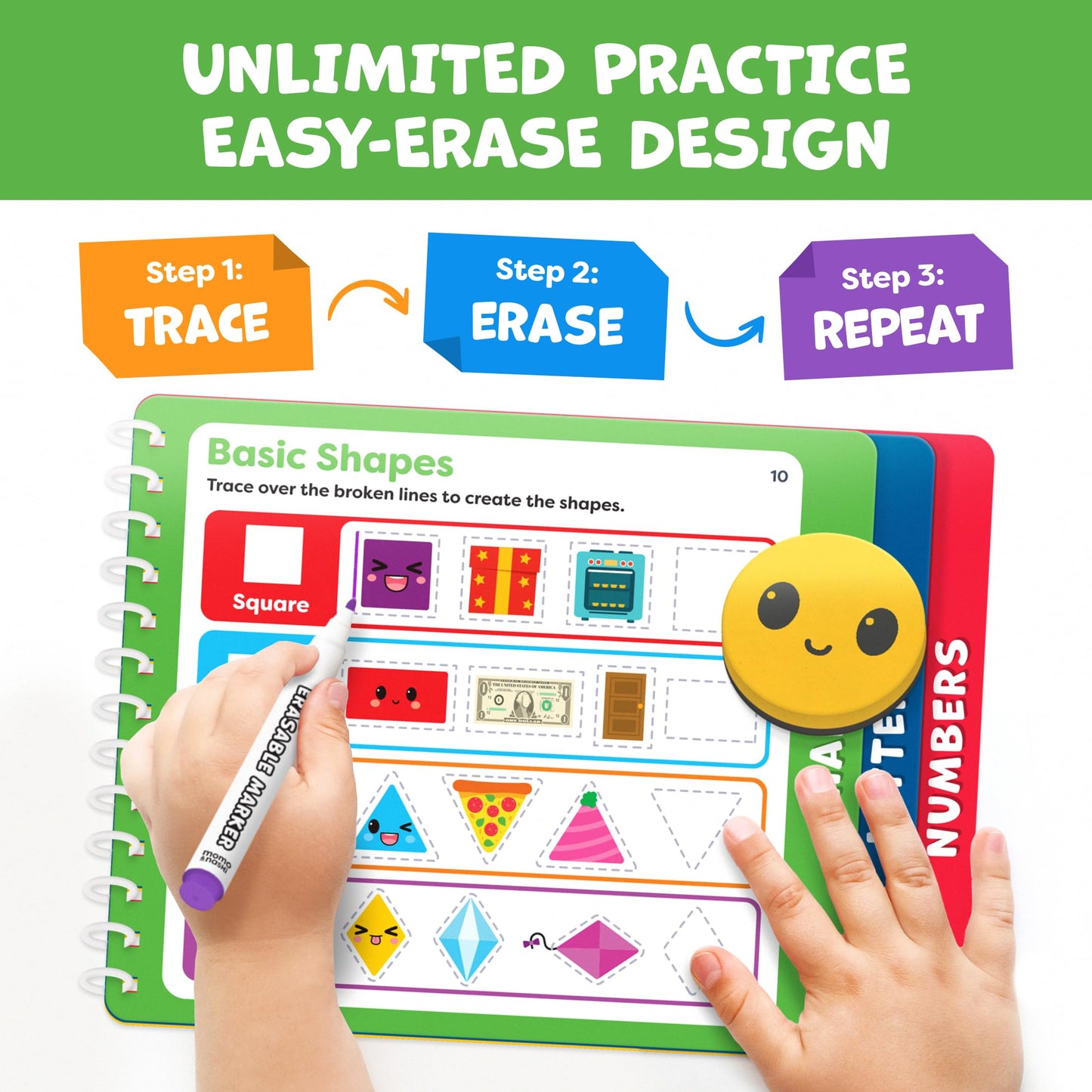 Momo & Nashi Preschool Learning Activities - Letter Tracing Books for Kids Ages 3-5 - Toddler Handwriting Practice - Kindergarten Workbooks for 4 Year Olds, Educational Learning Toys for 3 Year Old