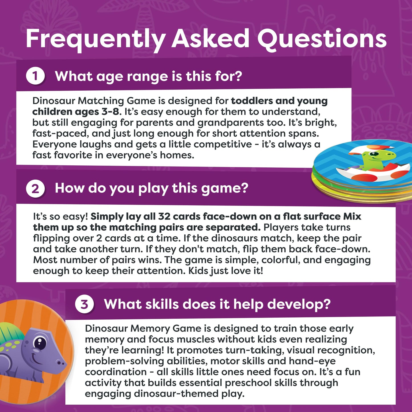 Momo & Nashi Dinosaur Toys for Kids 3-5 Matching Game - 32pc Dinosaur Games for Kids Memory Game - Kindergarten Preschool Educational Toys - Gifts for 3 Year Old Boys & Girls